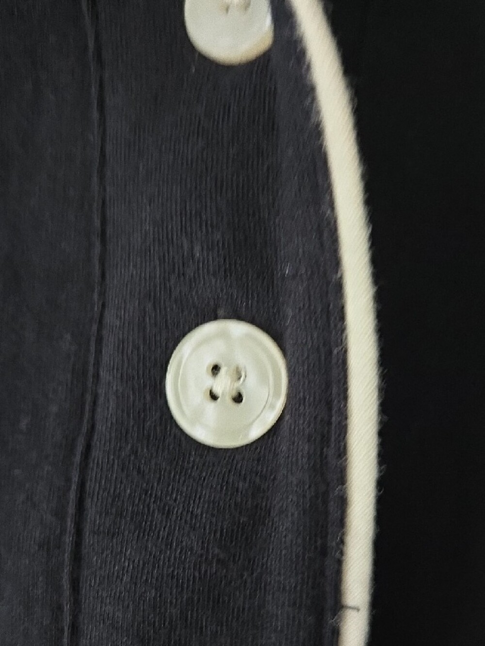 Lauren Ralph Lauren Black Long-Sleeve Polo-Style Sleepshirt with White Piping - Picture 6 of 6